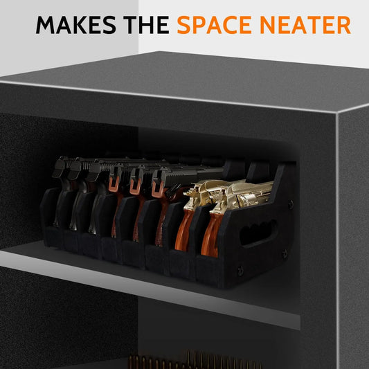 Universal Handgun Foam Organizer - Scratch-Resistant Shelf Organizer for Gun Cabinets, Gun Safes, Display Cases, Display Shelves, Protects Finish, Ideal for Collectors
