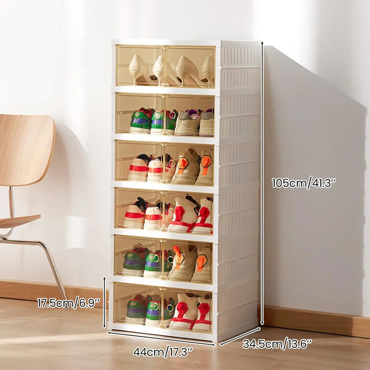 Lingrong 9-Tier Foldable Shoe Rack Organizer for Closet Plastic Shoe Shelf Collapsible Shoes Storage Box Clear Shoe Boxes Stackable