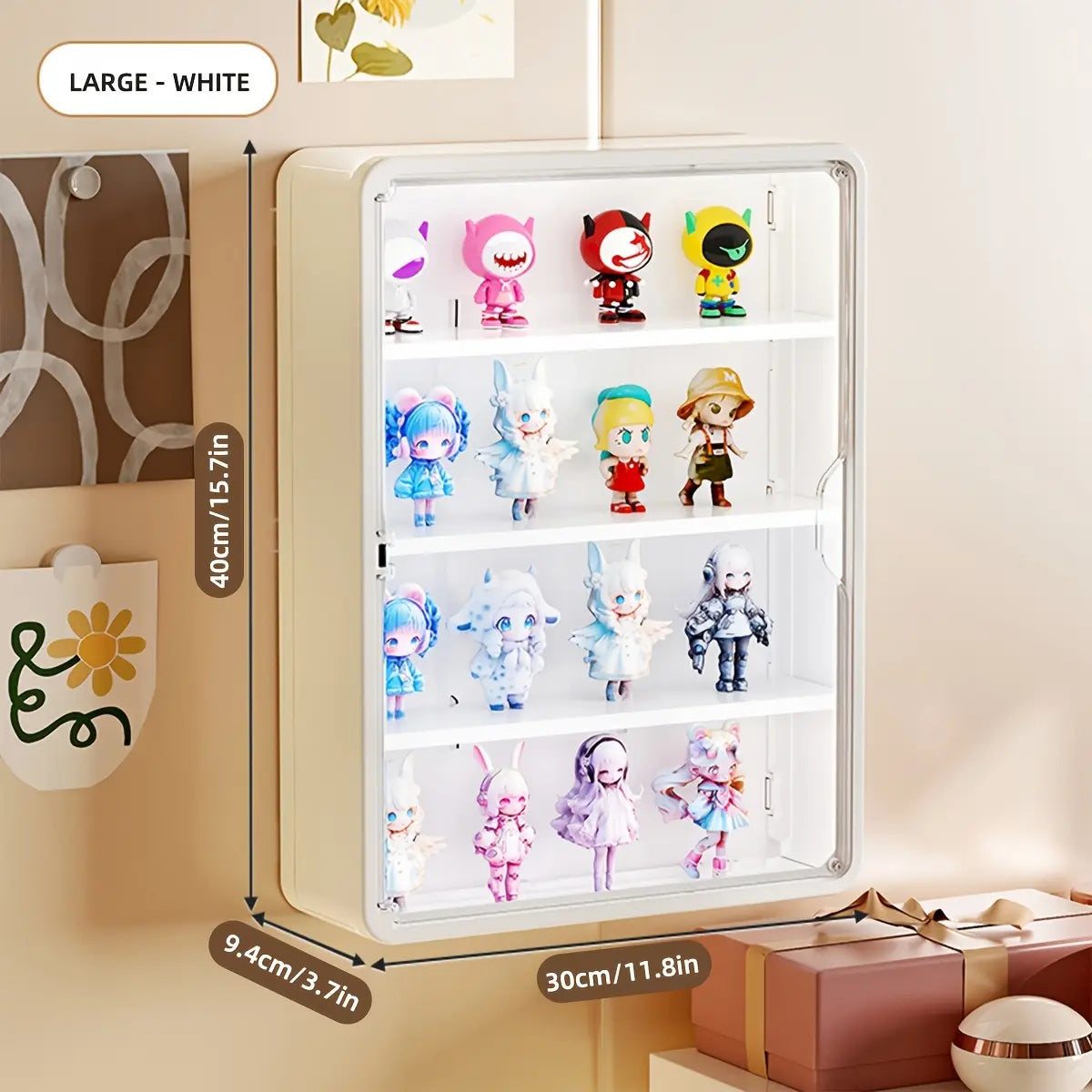 Large Wall-Mounted Display Shelf, 4-Tier Acrylic Storage Box, Space-Saving Action Figure Holder, Ideal Gift for Collectors & Fans
