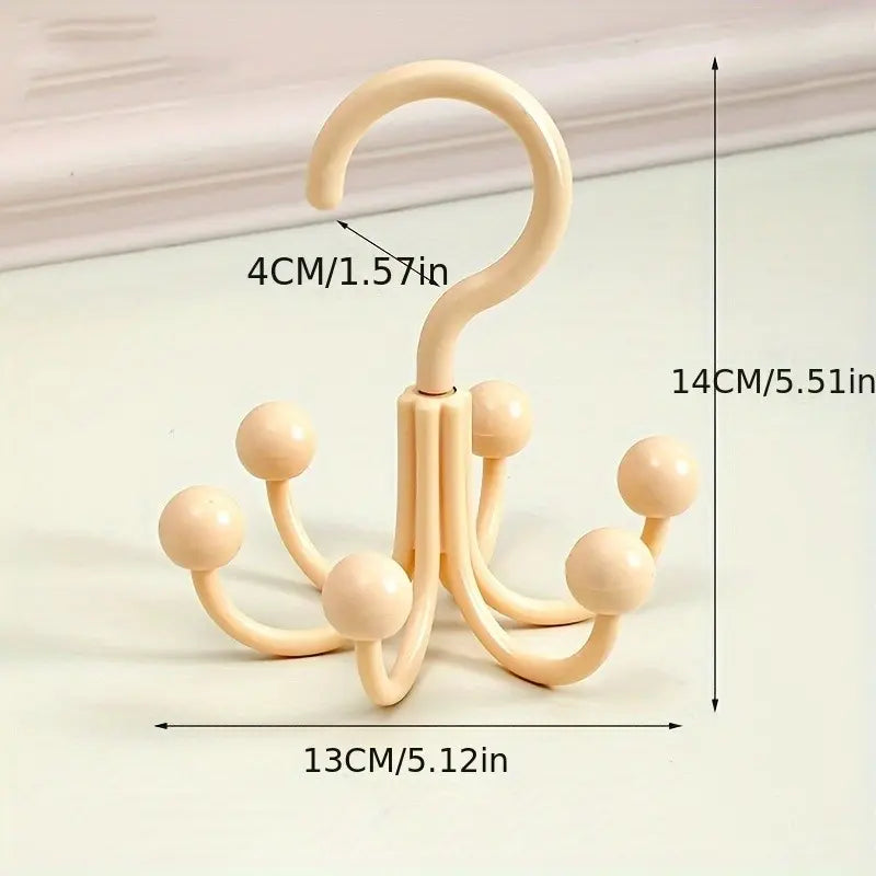 360° Rotating 6-Claw Closet Hook Organizer, Space-Saving Storage Rack for Hats, Bags, Scarves & Accessories, College Dorm Essential, Closet Organizers and Storage