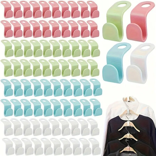 50 Pack Foldable Plastic Clothes Hangers with Hooks, Wall-Mounted Closet Space Saver, Various Colors for Casual Storage Style, Space Saving Hanger, Folding Hangers, Plastic Coat Hangers