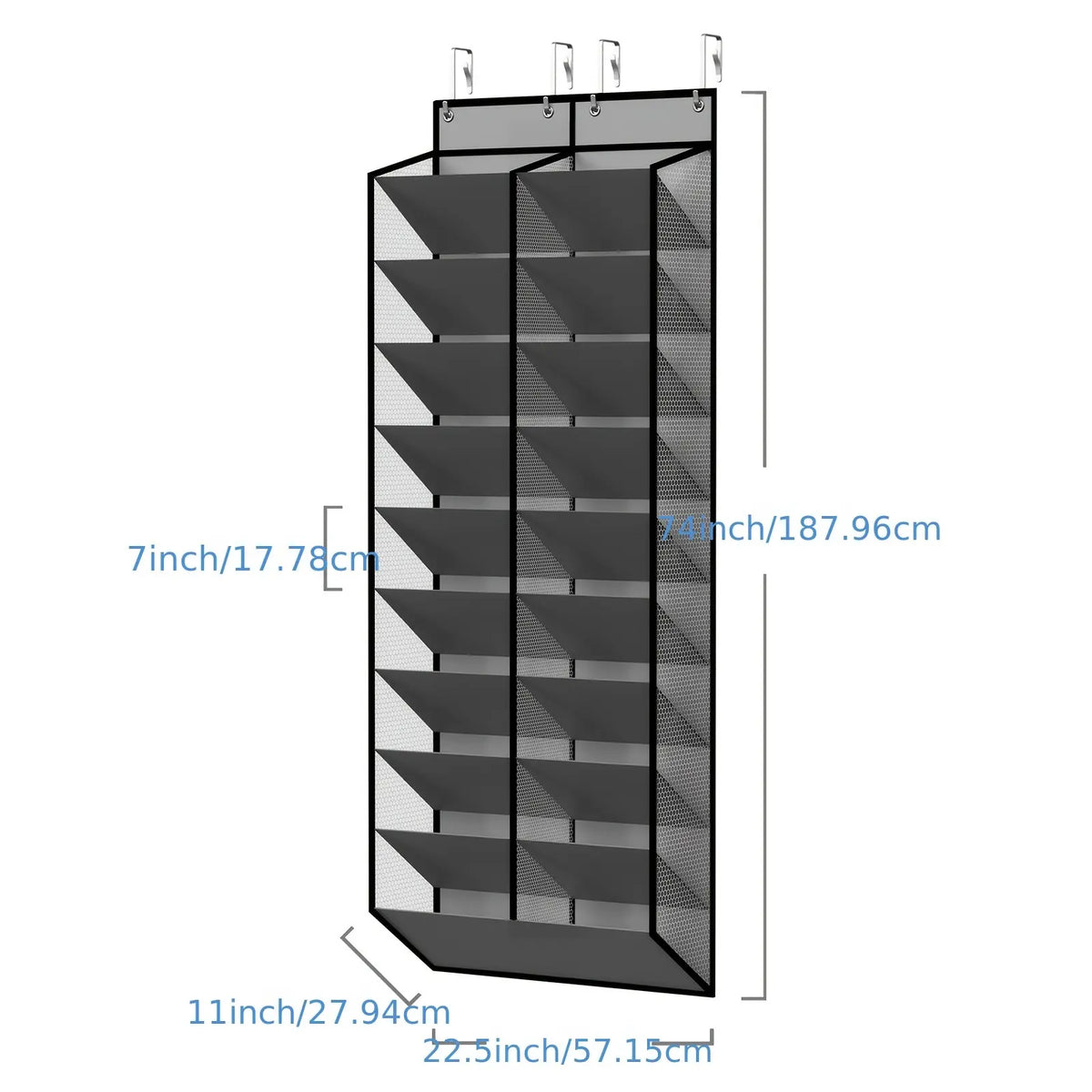 30-Pair Door-Side Organizer Shoe Rack, Breathable Mesh Hanging Shoe Cabinet, 10-Layer Back-Of-Door Shelf, Ideal for Closet Storage, Family Use