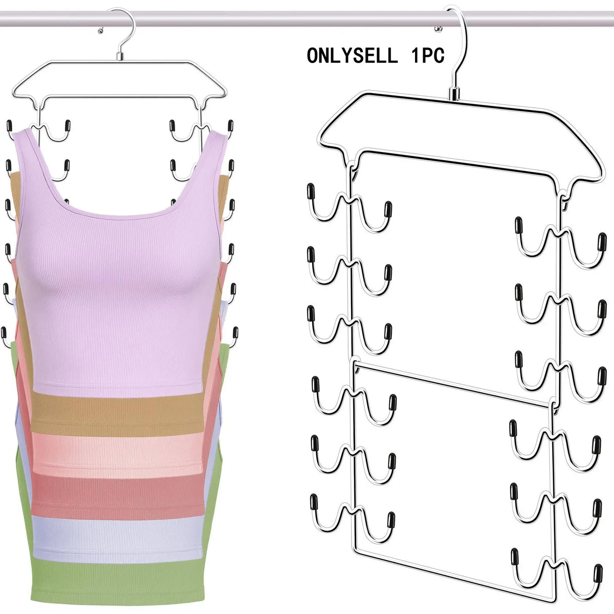 Multifunctional 8-Layer Rotating Stainless Steel Hanger, Non-Slip Foldable Bra Storage Holder, Space-Saving Wardrobe Organizer, Rotatable Clothes Hanger, Space Saver Hangers