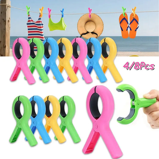 4/8Pcs Beach Towel Clips for Beach Chairs, Towel Holder for Beach Chair Pool Chair on Cruise, Heavy Duty Clothes Pins Beach Chair Clips to Beach Accessories Must Haves for Cruise & Pool, Windproof Chair Clips for Towel Holder