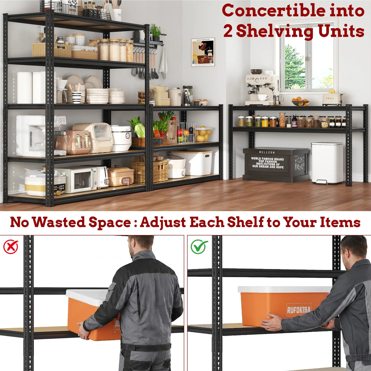 Garage Shelves Classic 5-Tier Metal Storage Shelving Unit Height Adjustable Versatile Utility Rack Shelf for Craft Warehouse Pantry Kitchen Organiser Industrial Bookshelf  Shelf for Craft Warehouse Pantry Basement Durable Steel Stand Organiser Racks summe