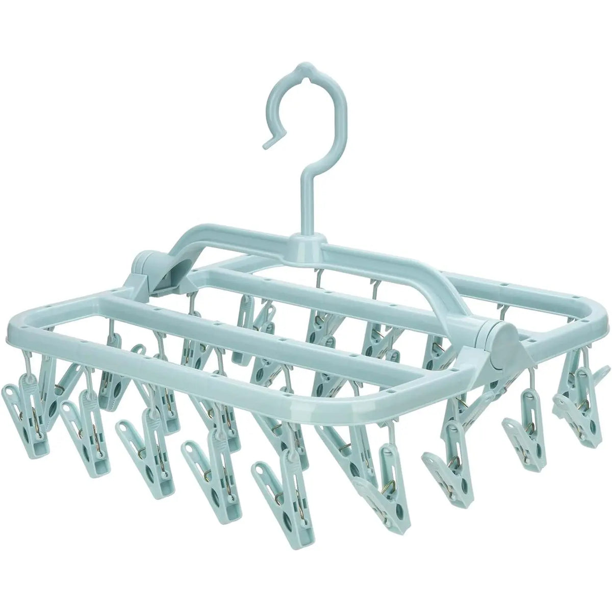 Foldable Clip Hangers with 26 Drying Clips, Underwear Hanger with Clips, Plastic Laundry Clip and Drip Drying Hanger for Socks, Bras, Lingerie, Clothes, Sturdy, White