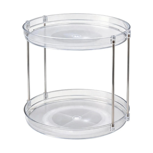 DGAPHRO Rotating Spice Rack Lazy Susan Turntable Organizer, 2-Tier 9.92" Adjustable Storage Organization for Cabinet Kitchen Countertop & Pantry Spice Shelf Cookout Rack.