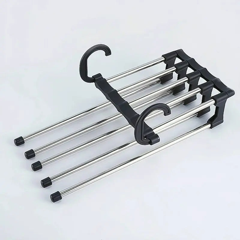 6 Layer Pants Hanger Space Saving Closet Organizer, Multifunctional Folding Clothes Rack with 65mm Wide Spacing, Anti-Slip for Jeans Trousers Wardrobe