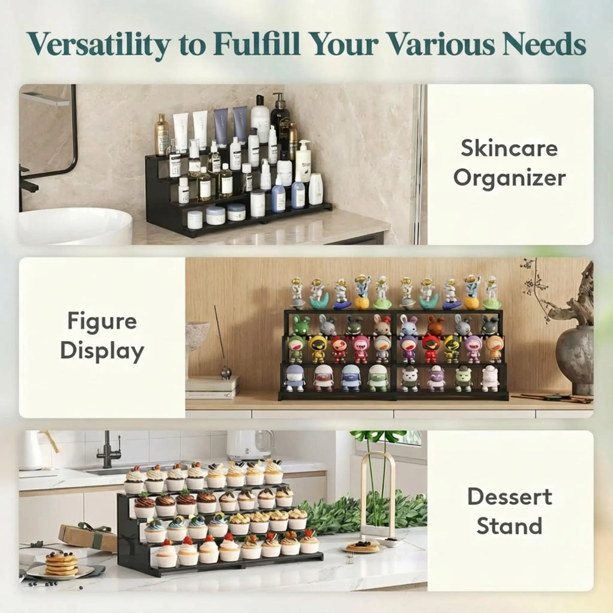 Lifewit 4 Tier Black Display Stand for Cologne, Perfume, Figures, Cupcakes, Desserts, Spices & Fragrance,summerwins