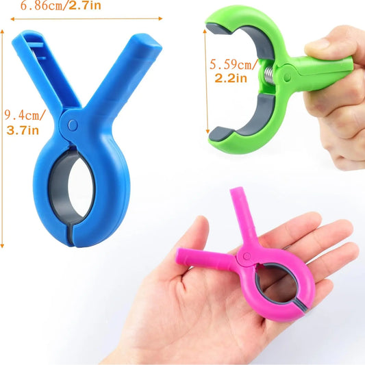 Large Beach Towel Clips Set, 8 Pieces Durable Clothes Pins for Cruise Chair Pool Chairs, Essential Beach Accessories, 4 Colors Available, Laundry Hooks Clips