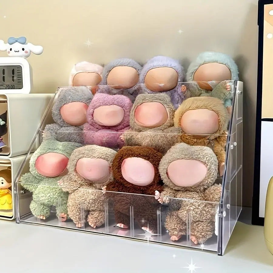 Transparent Acrylic Doll Display Stand, Fashionable Dustproof Storage Box Organizer for Plush Toys, Organize & Showcase 17cm Dolls, Perfect for Collectors, Acrylic Shelf, Room, Clear
