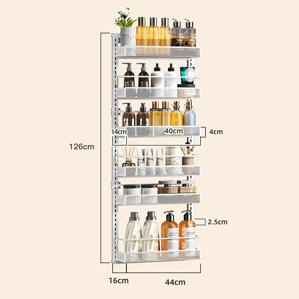 Gaomon 6-Tier Carbon Steel Over-the-Door Organizer, Heavy Duty Shelf, Multilayer Adjustable Detachable Pantry Rack with Hangable Installation Option for Kitchen Storage
