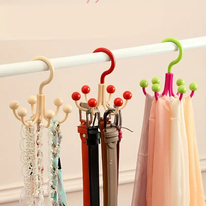 360° Rotating 6-Claw Closet Hook Organizer, Space-Saving Storage Rack for Hats, Bags, Scarves & Accessories, College Dorm Essential, Closet Organizers and Storage