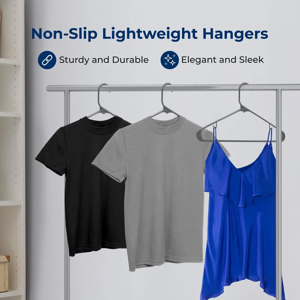 Durable Gray Plastic Hangers Set - 20 Pack Lightweight Rotatable Wardrobe Organiser, Space-Saving Design, Non-Slip Feature, 360-Degree Swivel Hook, for Home Closet Storage