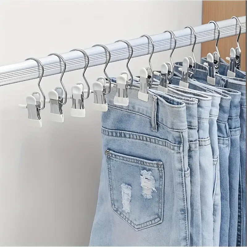 20pcs  Multi-Use Clips with Hooks - Portable Hangers Rotatable Clothes Hanger Organizers for Laundry, Pants, Hats & Skirts Hanger Set - 360° Rotating Storage Organizer