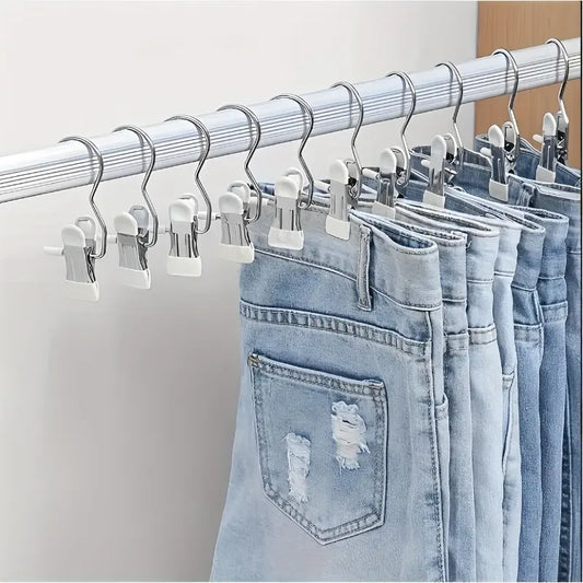 20pcs  Multi-Use Clips with Hooks - Portable Hangers Rotatable Clothes Hanger Organizers for Laundry, Pants, Hats & Skirts Hanger Set - 360° Rotating Storage Organizer