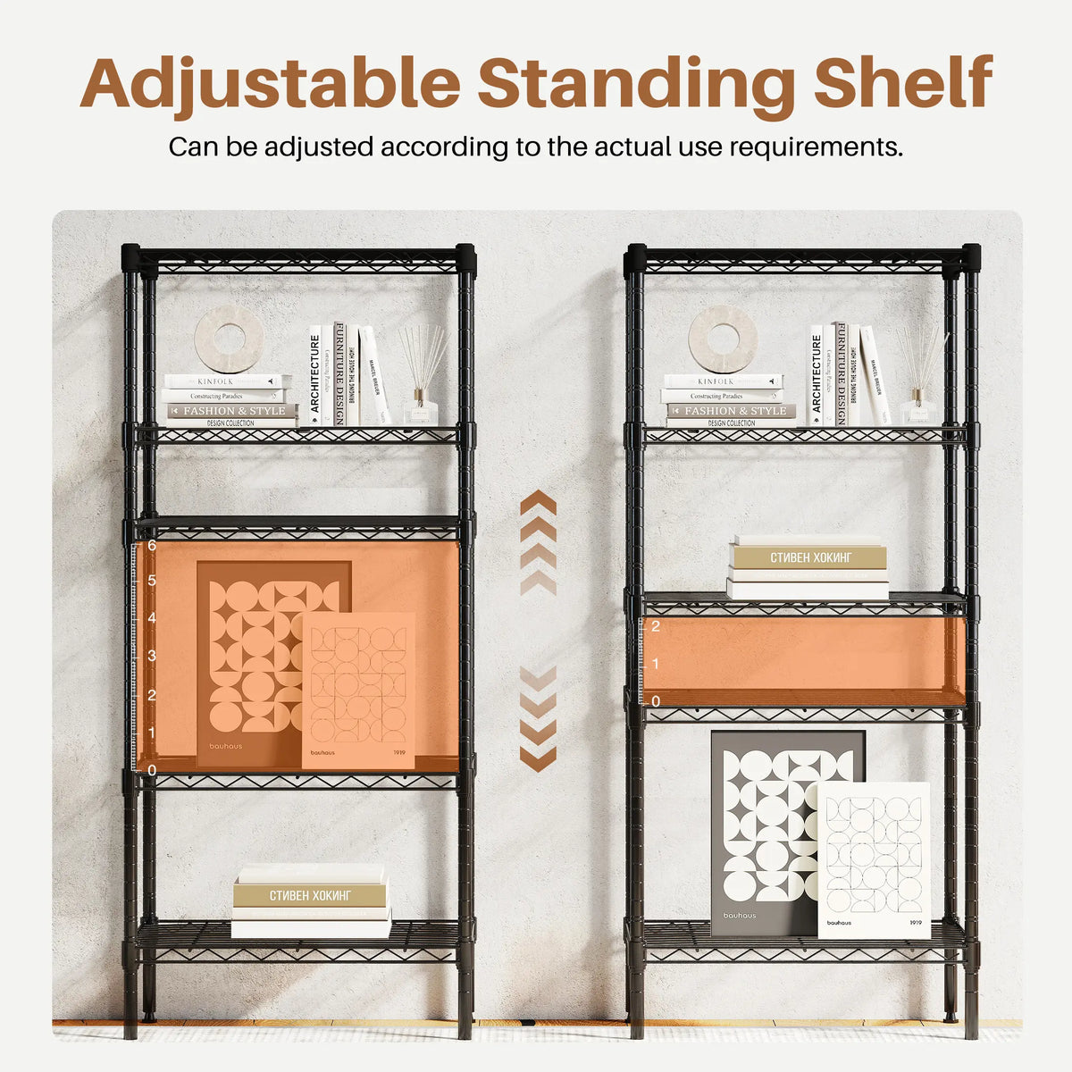 Sweetcrispy Rustproof Coating Heavy-Duty Adjustable Metal Storage Rack - Rectangular Open Shelf Durable Storage Unit, Multi-Tiered Organizer for Kitchen Pantry, Under Sink Organization, Shelves for Bedroom
