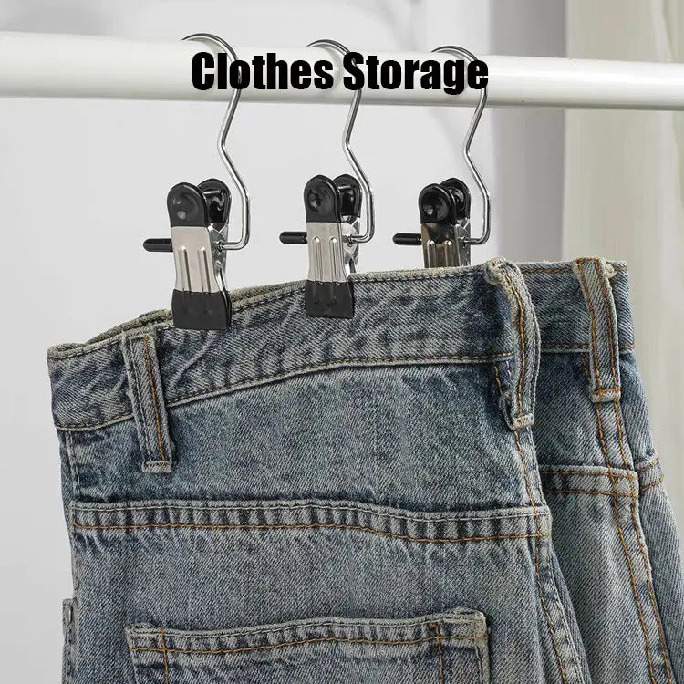 16-Count Stainless Steel Anti-Rust Clip Clothespins - Rubber-Tip Safety Hanger Accessories, Windproof Drying Solution, Waterproof for Laundry Day, Compact Pants Hangers for Towels & Travel Organization
