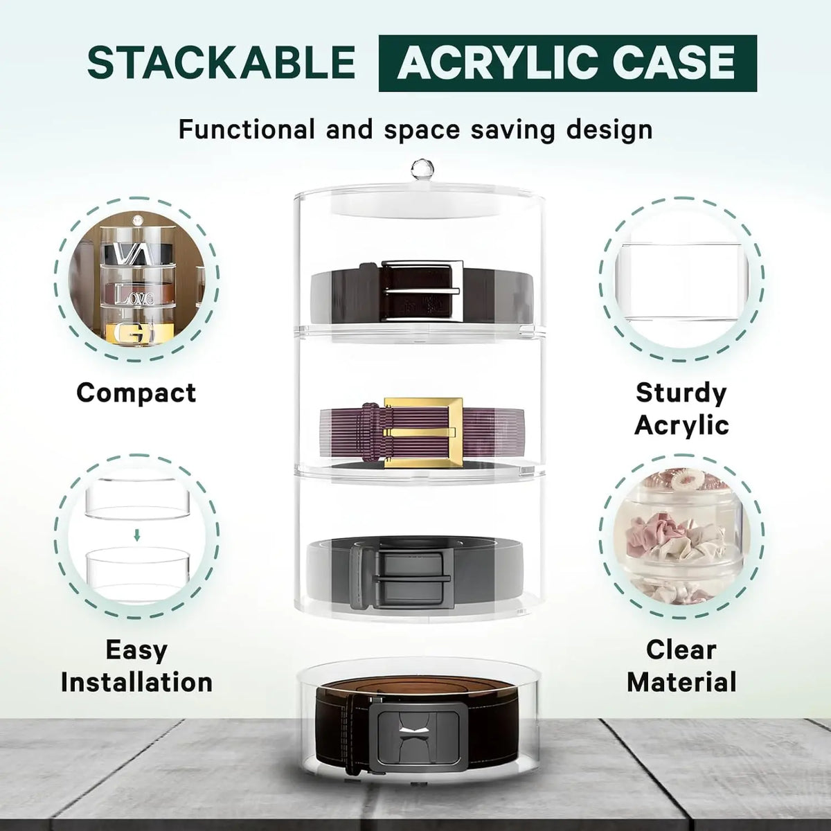 Homewinner Acrylic Display Organizer / Case / Storage Holder for Belt, Watches, Other Accessories Box Boxes Fitting