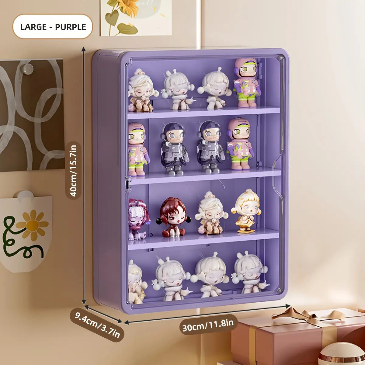 Large Wall-Mounted Display Shelf, 4-Tier Acrylic Storage Box, Space-Saving Action Figure Holder, Ideal Gift for Collectors & Fans
