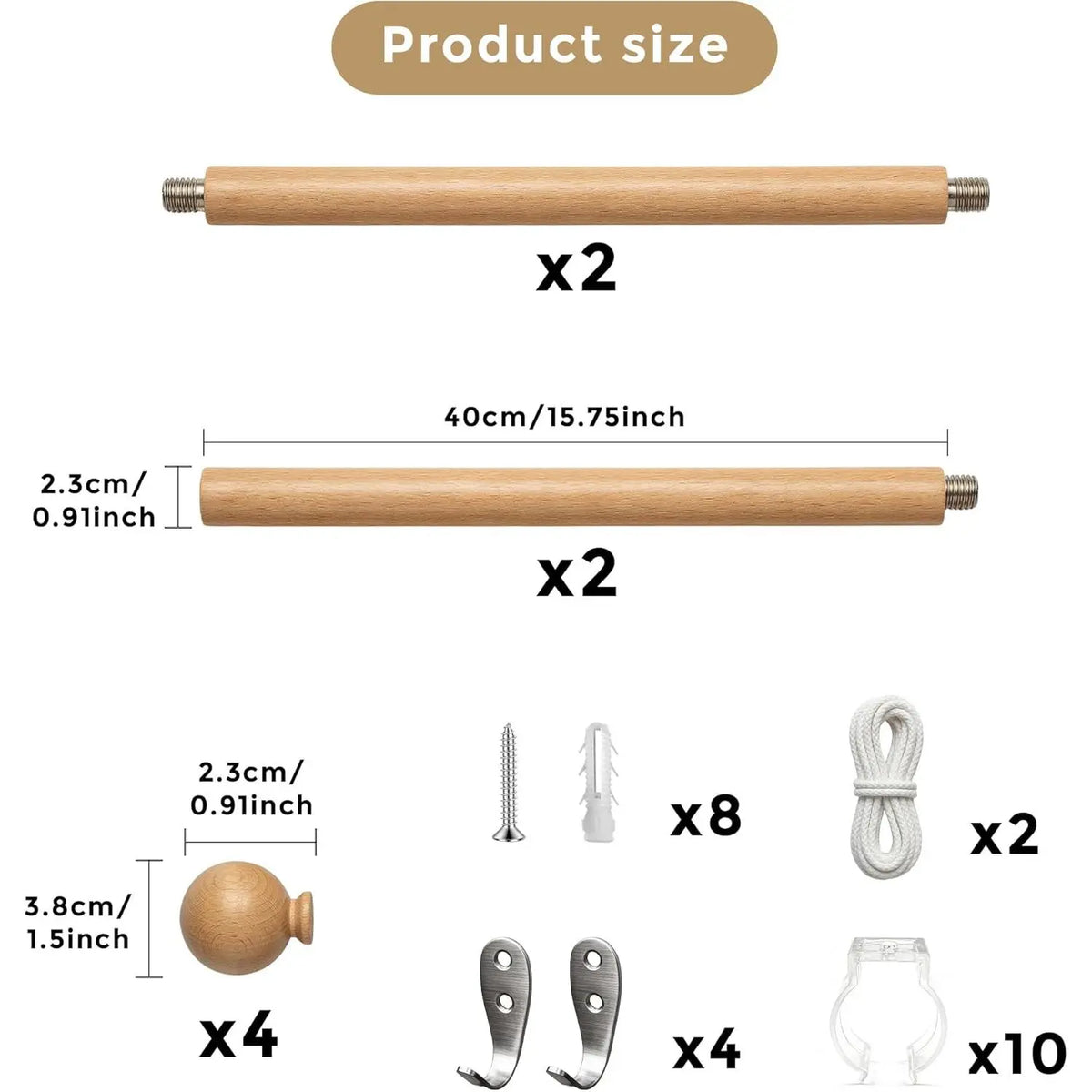 holoith 2 Pack Wooden Tapestry Hangers Tapestry Hanging Rod Adjustable Wood Rug Hanger 16-32 Inch Wall Hanging Tapestries Rods Rug Hangers for Walls