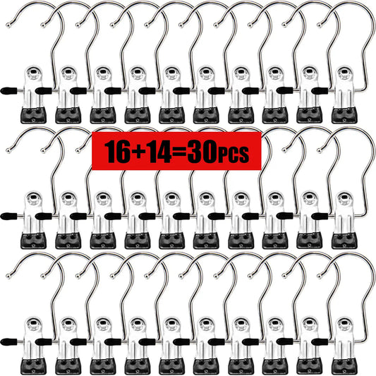 Premium Boot Hangers with Multipurpose Hanging Clips, Rust-Resistant Clothespins, Heavy-Duty Home Organiser for Garage, Study, Boots, Jumpers, Home Organization (30/60 Counts)
