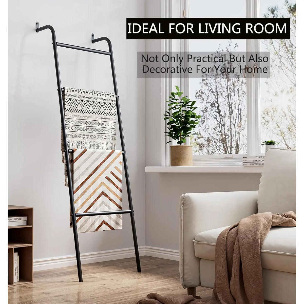 INGIORDAR 4-Tier Heavy Duty Thick Metal Towel Ladder Rack - Freestanding Wall-Leaning Organizer, Bathroom Shower Organizer, Sturdy Metal Holds Towels, 17x16x60" Closet Storage Rectangle Rack