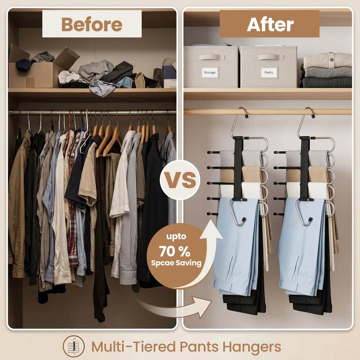 Utopia Home Clothes Hanger Organizers (2 Pack) - ABS Plastic Hangers & Pegs, S-Type Stainless Steel Hook, Ergonomic Structure, Small-Closet Fit, Non-Slip for Bedroom Towels, Pants, Scarves Stay Put, Compact Space-Saving Balcony Use