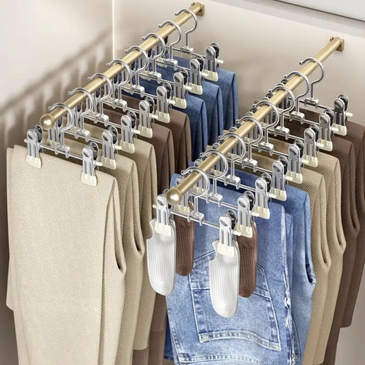 10pcs Immersion Plastic Pants Clips, Non-Slip Clothing Hangers for Heavy Items, Home Organization Organizer for Bathroom, Bedroom, Closet, Pants Hangers with Clips, Yoga Pants Hangers