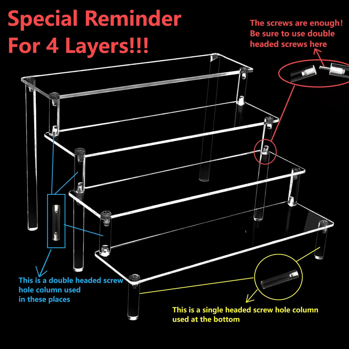 Acrylic Storage Rack, 1 Count Multi Layer Clear Display Stand for Handmade Cakes, Anime Models and Cosmetics, Assembly Display Rack for Office, Dormitory, Dining Room and Living Room Decor, Collectibles Shelf Rack