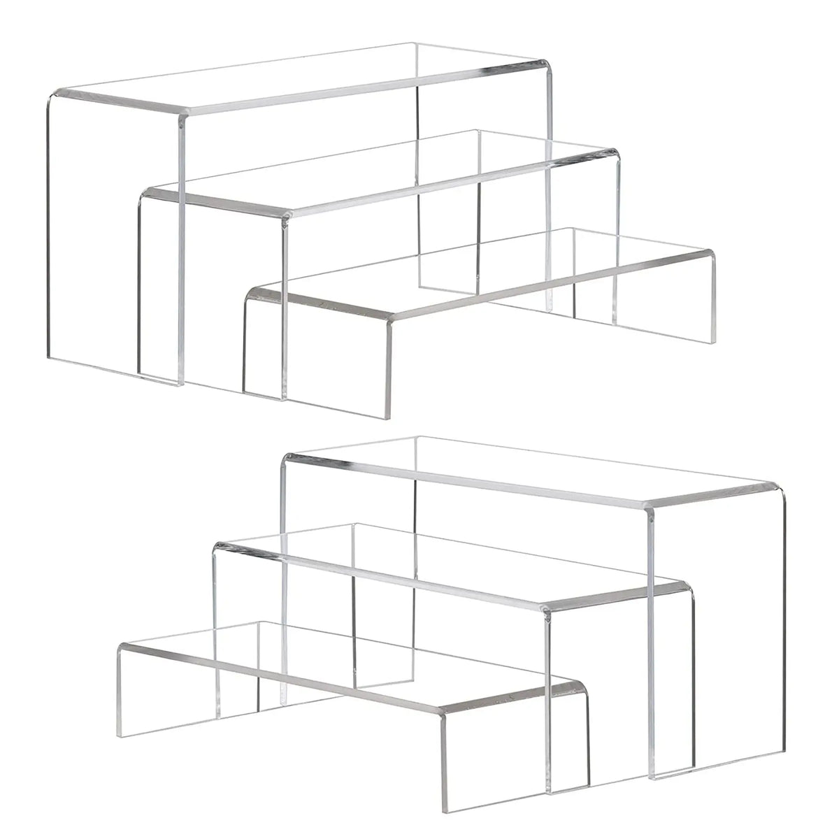 2 Sets Clear Large Dessert Display Stand, Transparent Rectangular Display Stand for Collectibles, Retail Countertop Upright Display Stand for Organizing and Decorating
