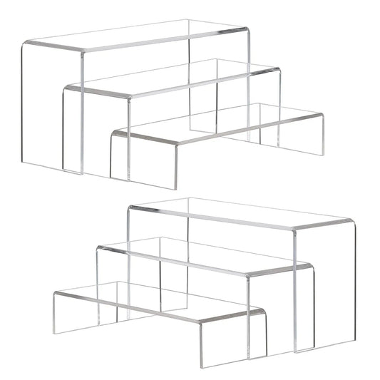 2 Sets Clear Large Dessert Display Stand, Transparent Rectangular Display Stand for Collectibles, Retail Countertop Upright Display Stand for Organizing and Decorating