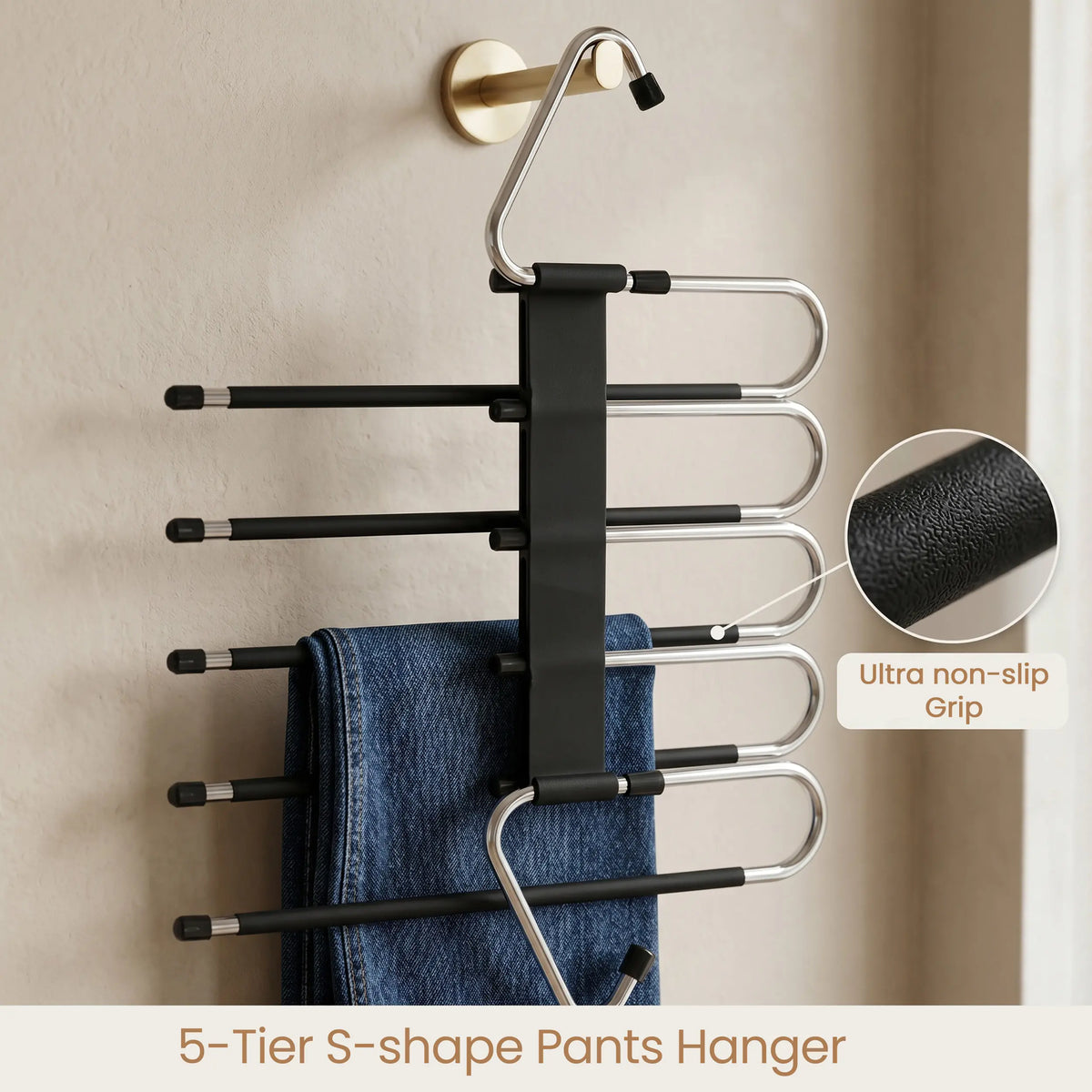 Utopia Home Clothes Hanger Organizers (2 Pack) - ABS Plastic Hangers & Pegs, S-Type Stainless Steel Hook, Ergonomic Structure, Small-Closet Fit, Non-Slip for Bedroom Towels, Pants, Scarves Stay Put, Compact Space-Saving Balcony Use