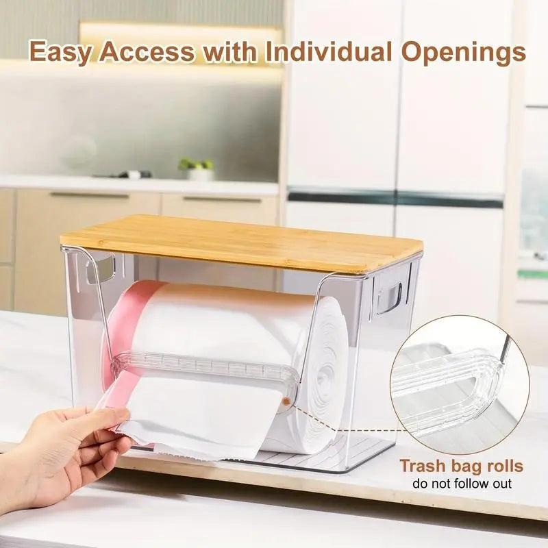 Stackable Trash Bag Holder Rack, Large Clear Transparent Acrylic Design Kitchen Organizer, Under Sink Storage Shelf, Laundry Room Organizer, House Organizer, Holds Trash Bags and Small Items