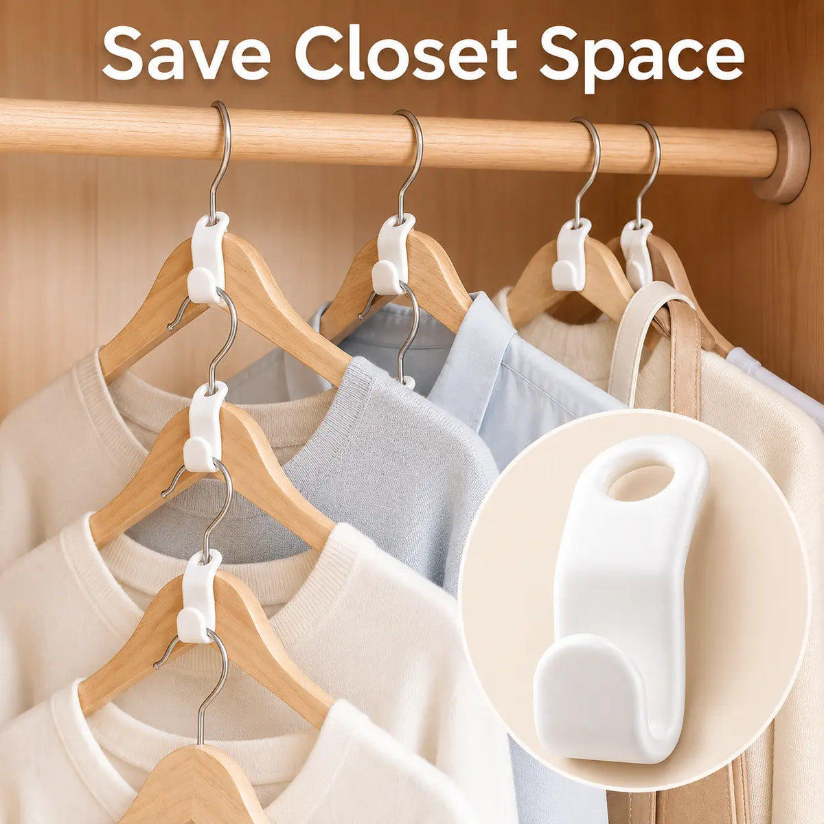 Hanger Connector Hooks, Closet Space Saver, Vertical Clothes Hanger Organizer for Wardrobe Storage, Multi-Layer Hanging Hook for Closet Organization