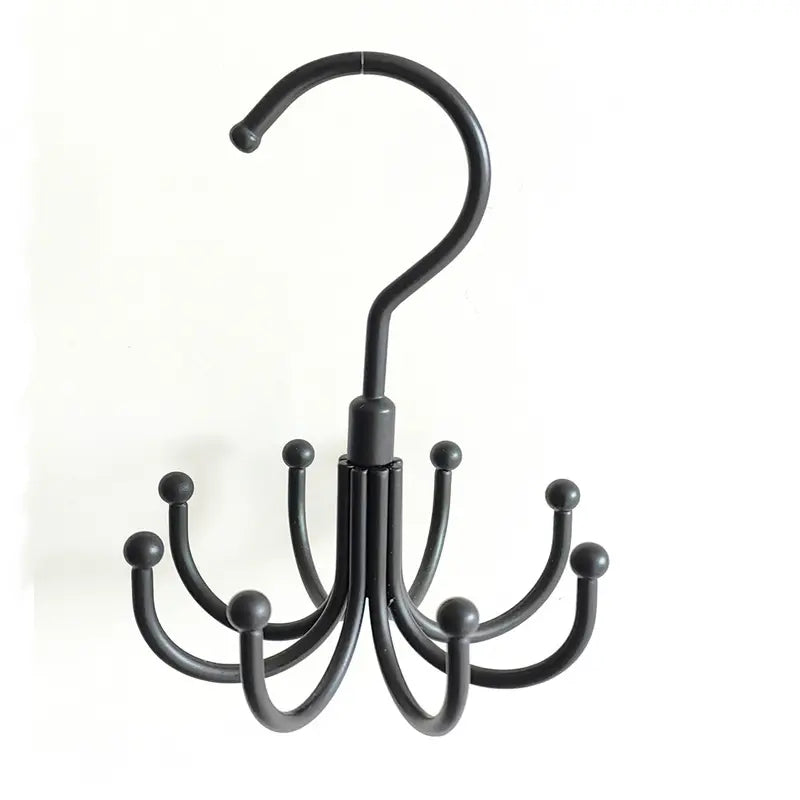 Heavy-Duty Polished Metal Hanging Clothing Organizer - 24-Hook Adjustable 360° Swivel Space Saving Hanger, Home Storage Hooks for Closet Storage, Tie Holder for Belts, Scarves, Purses, Bras, Tank Tops