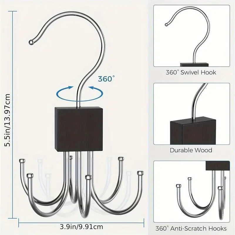 Rotating 6-claw Hook, 2 Counts Multifunctional Rotating Hook, Bag Storage Hook, Household Organizing Hook for Coat, Hat, Scarf,  Home Essentials