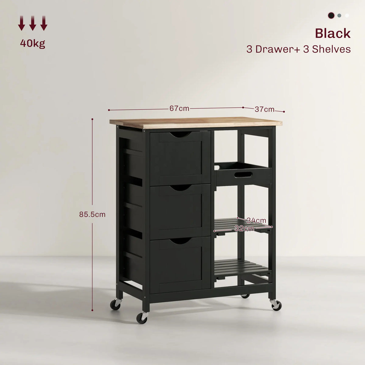 HOMCOM Compact Kitchen Island Organiser Cart on Wheels - Portable Storage Unit with Cabinet, Racks, Storage Shelf & Drawer for Dining Room, Grey