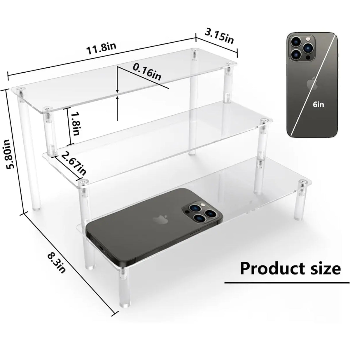 Acrylic Riser,Clear Display Risers Stand Perfume Organizer Cologne Acrylic Shelves 3 Tiered Cupcake Shelf for Amiibo Funko POP Figures Food Desserts Holder Collection Cosmetic Vendor Product