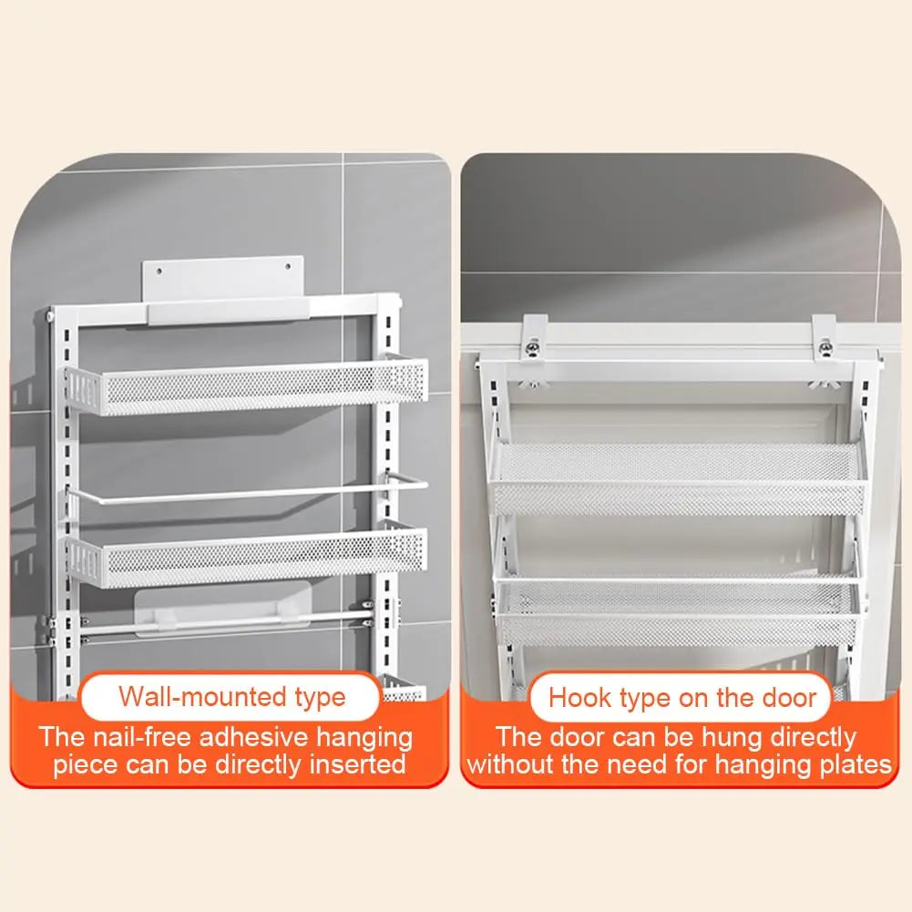 Gaomon 6-Tier Carbon Steel Over-the-Door Organizer, Heavy Duty Shelf, Multilayer Adjustable Detachable Pantry Rack with Hangable Installation Option for Kitchen Storage