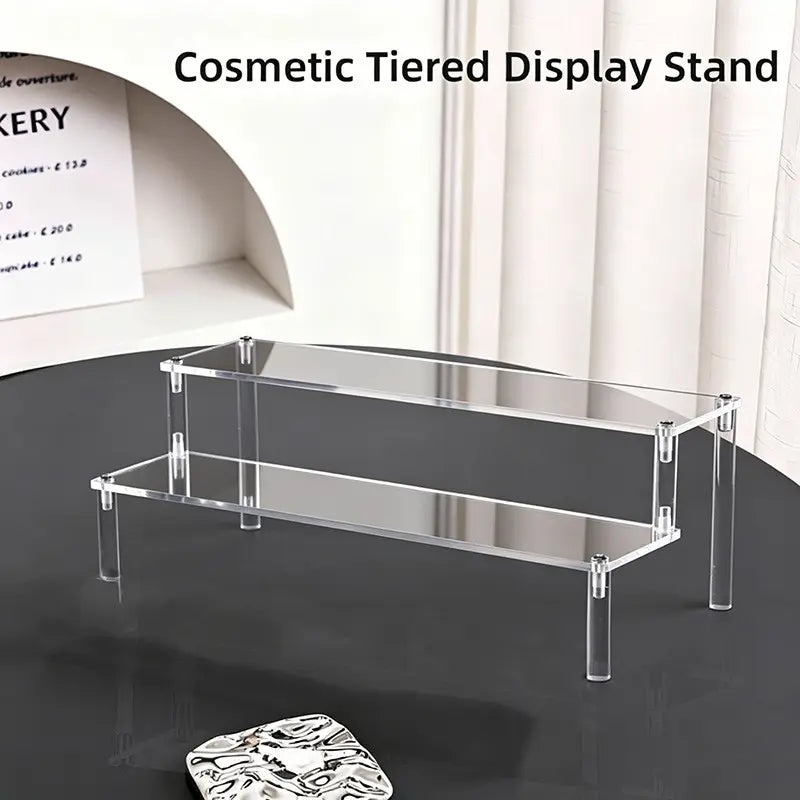 Acrylic Storage Rack, 1 Count Multi Layer Clear Display Stand for Handmade Cakes, Anime Models and Cosmetics, Assembly Display Rack for Office, Dormitory, Dining Room and Living Room Decor, Collectibles Shelf Rack