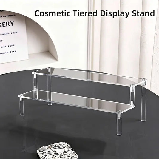 Acrylic Storage Rack, 1 Count Multi Layer Clear Display Stand for Handmade Cakes, Anime Models and Cosmetics, Assembly Display Rack for Office, Dormitory, Dining Room and Living Room Decor, Collectibles Shelf Rack