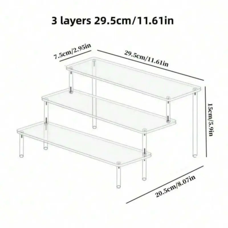 Acrylic Storage Rack, 1 Count Multi Layer Clear Display Stand for Handmade Cakes, Anime Models and Cosmetics, Assembly Display Rack for Office, Dormitory, Dining Room and Living Room Decor, Collectibles Shelf Rack
